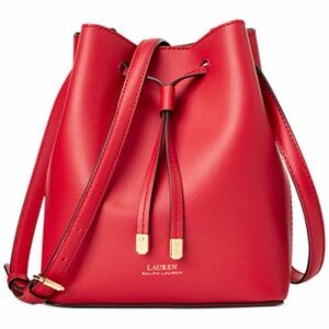 Lauren Ralph Lauren Dryden Debby II Mini Red Drawstring Bucket Bag